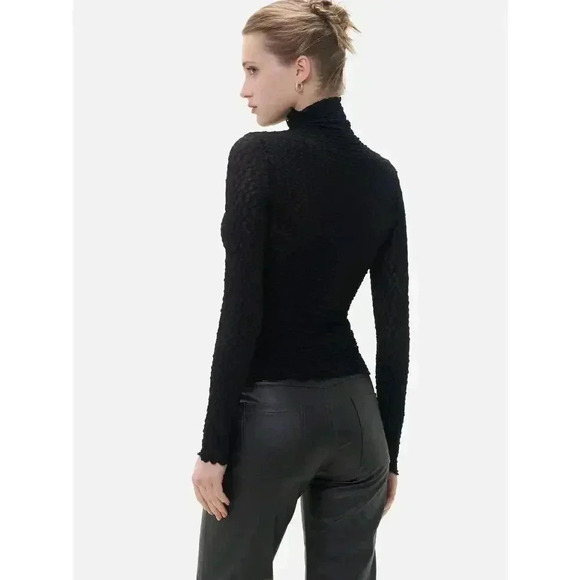 S. Deer High Neck Slim Fit Textured Minimalist Top Dark Coquette Whimsigoth - Picture 4 of 11